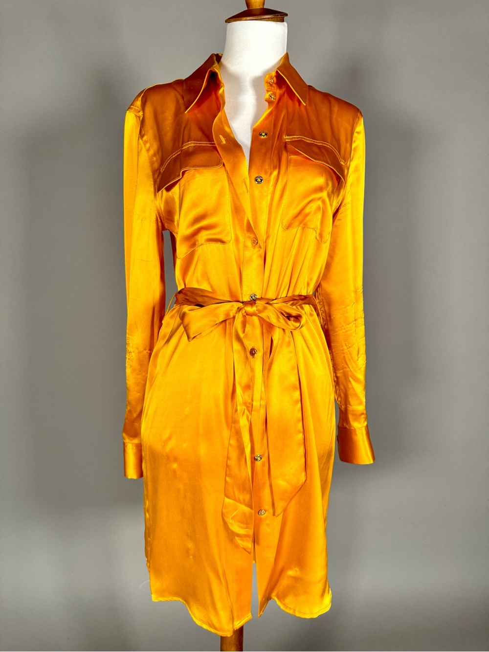 Marciano Satin Blouse in Vibrant Golden Yellow